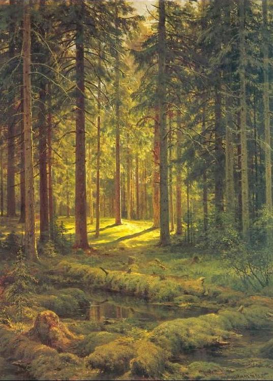 Ivan Shishkin Coniferous Forest, Sunny Day Sweden oil painting art